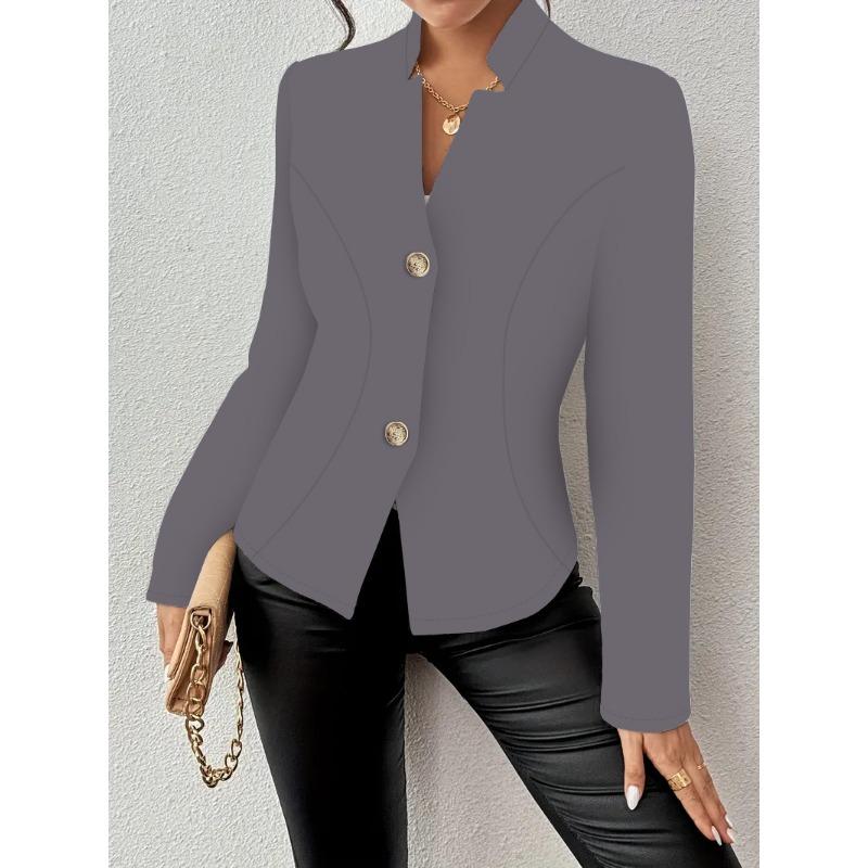 Women S Slim Fit Solid Color Long Sleeve Blazer Jacket