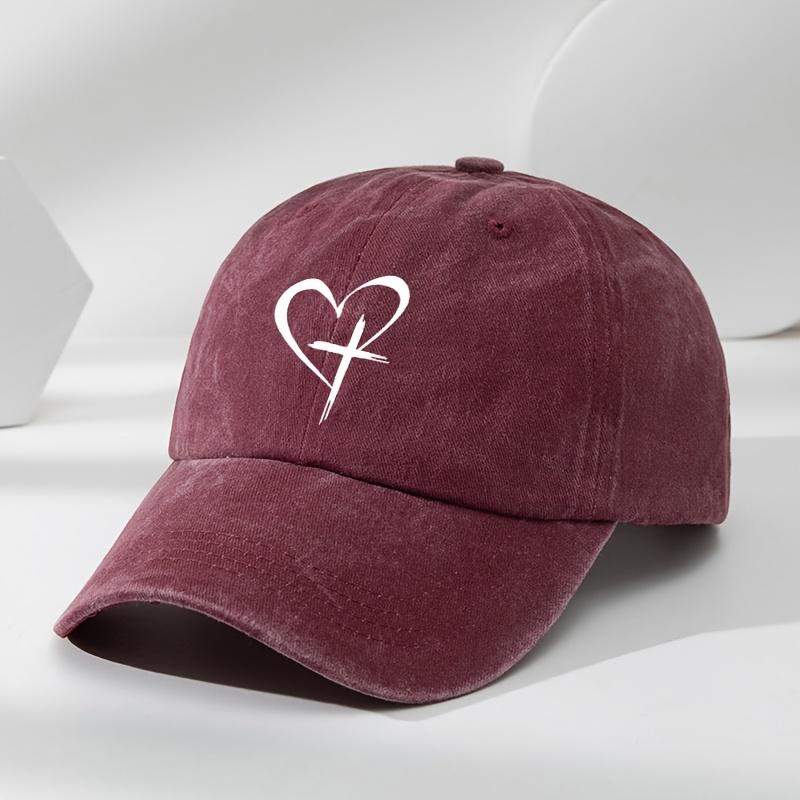 Love Cross Printed Baseball Cap Fashionable Outdoor Leisure Sports Sun Hat Washed Retro Soft Top Comfortable Peaked Cap