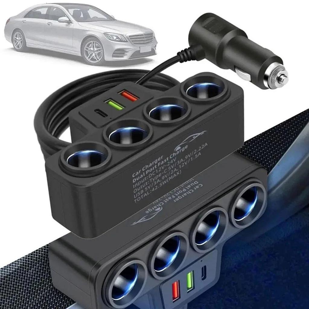 New 4-in-1 Car  Lighter Car Charger Adapter Converter