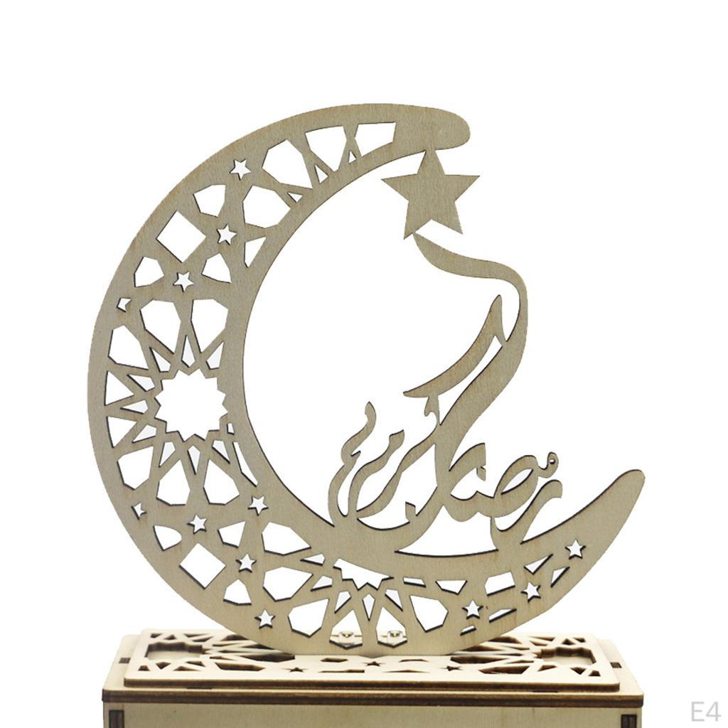 Elegant Wooden Eid Mubarak Ramadan Ornament with S