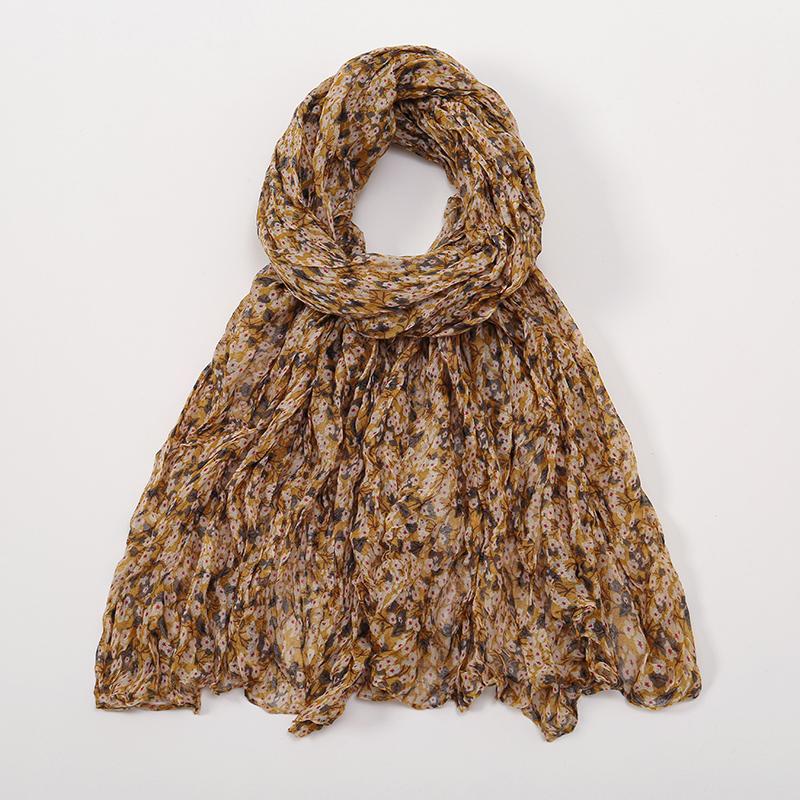 New Crinkle Floral Cotton Viscose Muslim Hijab Scarves For Women Long Shawl Headscarf Wrap Foulard Islam Turban Headband Bandana