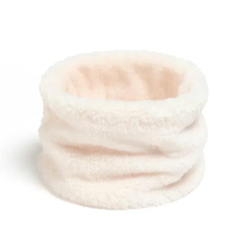 Solid Cashmere Plush Warm Winter Ring Scarf Women Men Knitted Full Face Mask Snood Neck Scarves Thick Muffler 2025 New