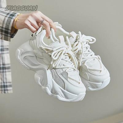 Mode Damen Plateau-Sneakers Neu Frühling Herbst Lässig Klobig Damen Vulkanisierte Schuhe Beige Schwarz Schnürschuhe Sport Tennis Zapatillas