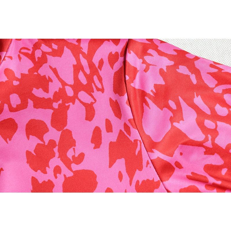 Women's Fashion Sheath Dress Printed Lantern Sleeve Dress Shoulder Pad Midwaist Street Bag Hip Dress