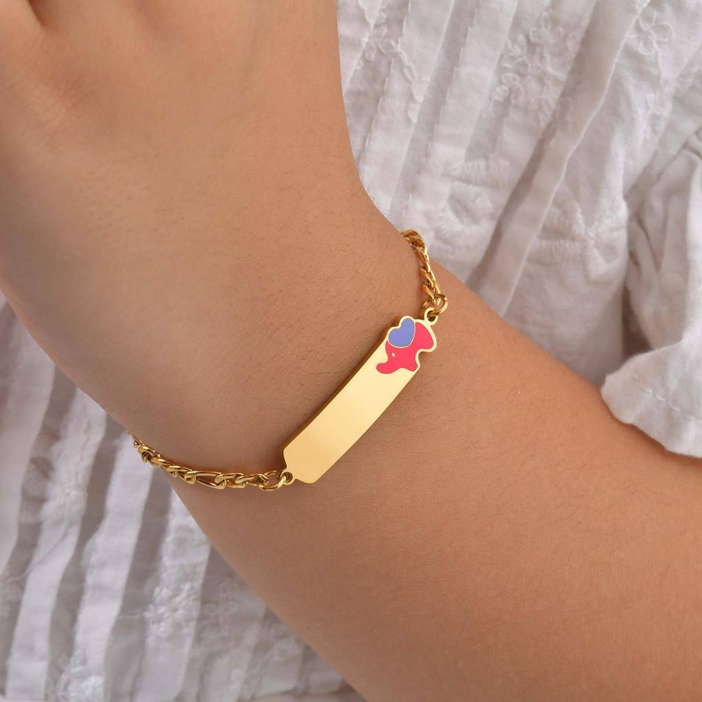 A Variety Of Fashionable And Personalized Women'S Children'S Cute Elements Epoxy Stainless Steel Gold Bracelet Length 12-17Cm