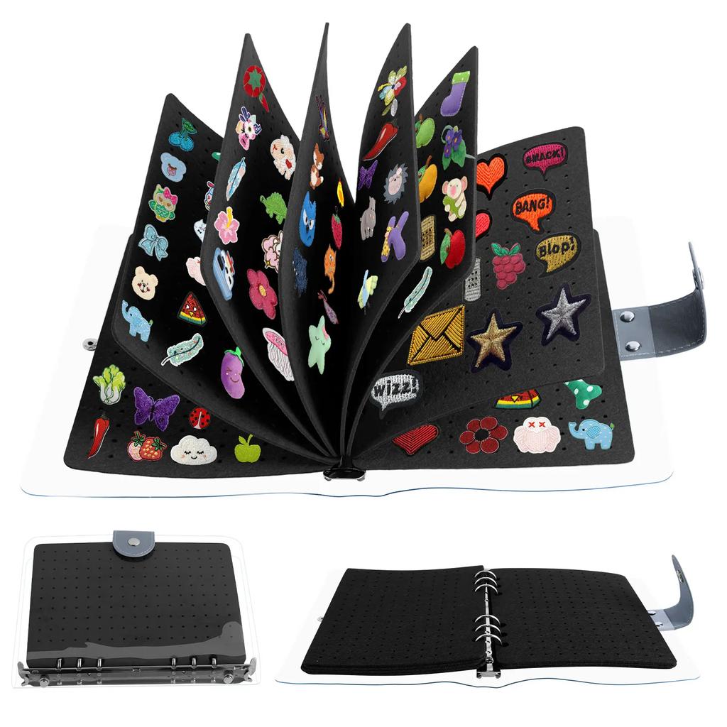 Enamel Pin Collector Album Display Book with Clear PVC Cover 8 Pages Pin Book Portable Pin Organizer Badge Holder Pin Collection