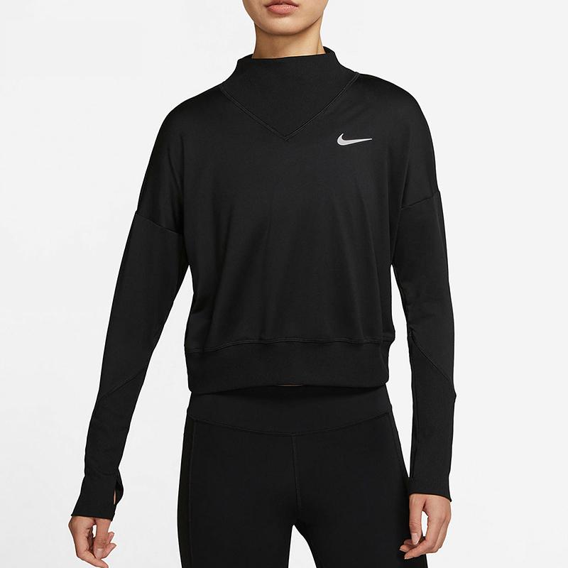 Nike Running Training Pullover Long Sleeve T-Shirt Women Tops Black DA1057-010