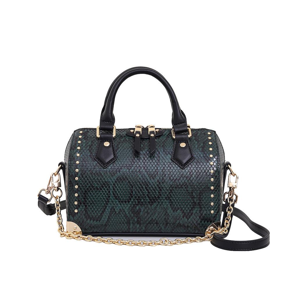 

Premium Texture Snake Pattern Pillow Bag Women S Spring And Summer Handbag Shoulder Messenger Bag 24*13*16 зелений