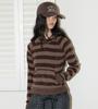Yansisi Striped Knit Hoodie - Brown