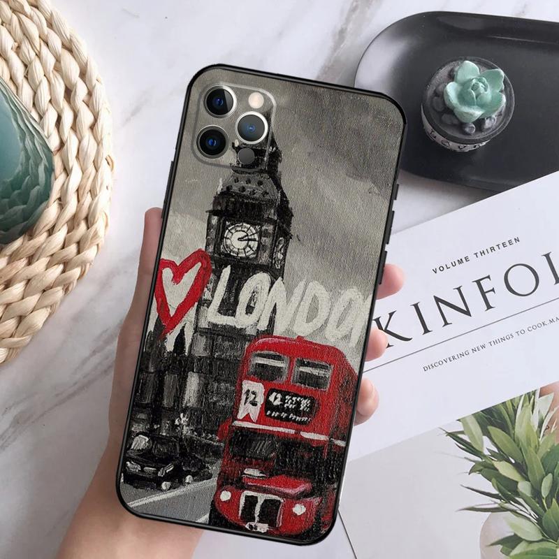 London Red Bus Big Ben Phone Case For iPhone 16 Pro 11 12 13 14 15 Pro Max Mini XS X XR 7 8 16 Plus Cover Coque