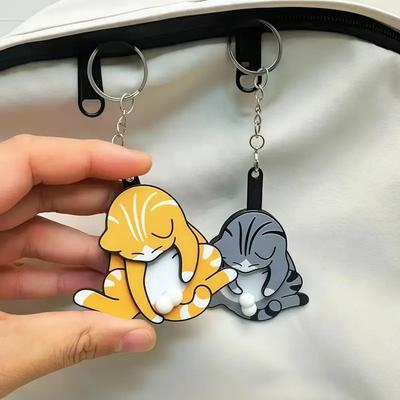 Porta-chaves de Gato Criativo para Desmontar - Brinquedo Giratório Fofo para Decoração de Mochila e Bolsa