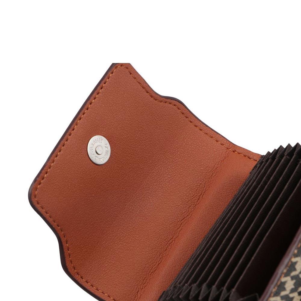 PU leather Houndstooth Card Bag Card Pocket Short Wallet Mini Card Holders Clutch  Female