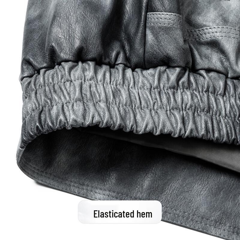 Futing Men's Retro Tie-Dye Faux Leather Motorcycle Jacket