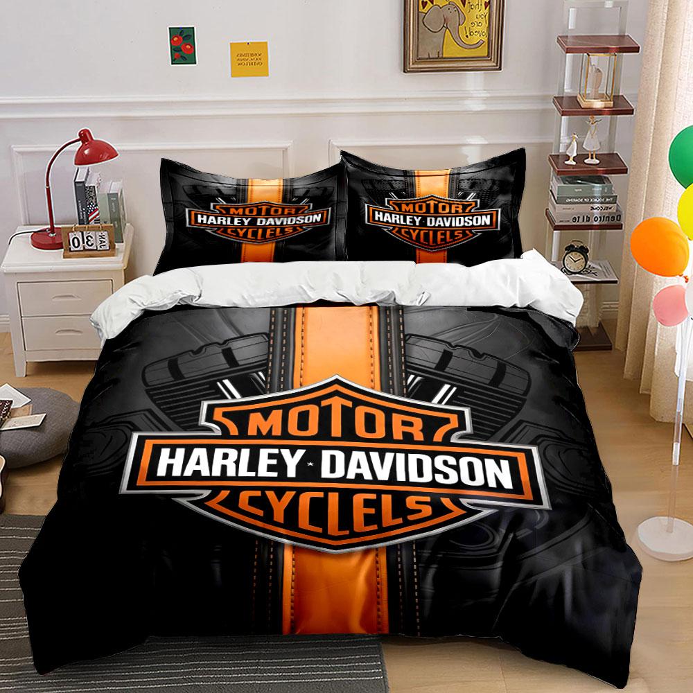Harley Davidson Melnā Gultasveļa    Gultasveļas Komplekts