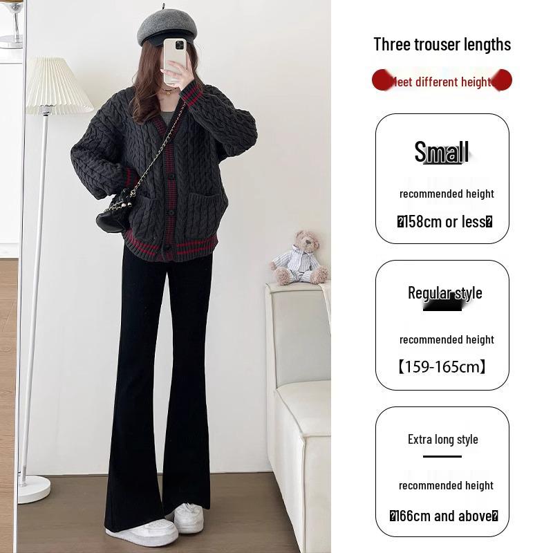 

145 Petite Black Slim Fit High Waist Flared Pants - Women s Micro Flare Horseshoe Style for Spring and Autumn S (80-95 lbs)