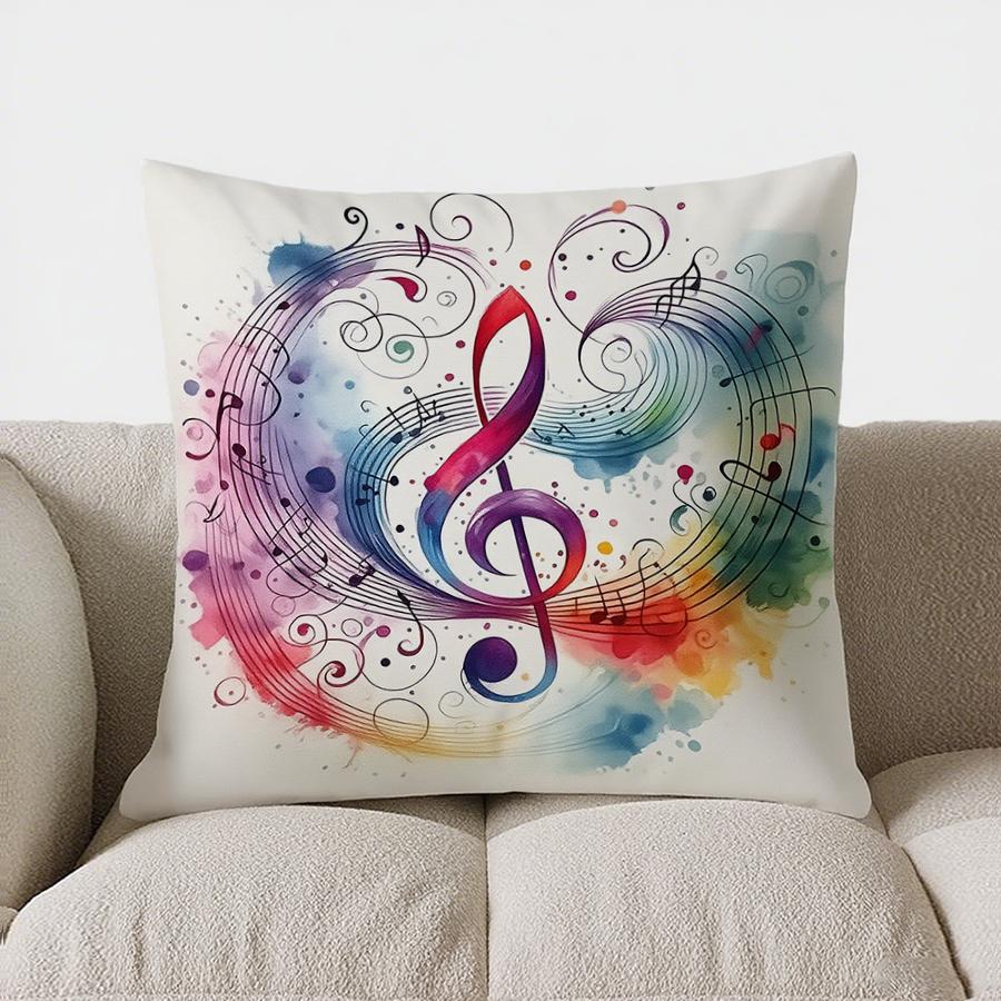 

Home Decor Colorful Music Notes And Treble Clef Pillow Cover Pattern Cushion Cover Suitable For Sofa Bedroom Car Pillow Cover 40x40cm