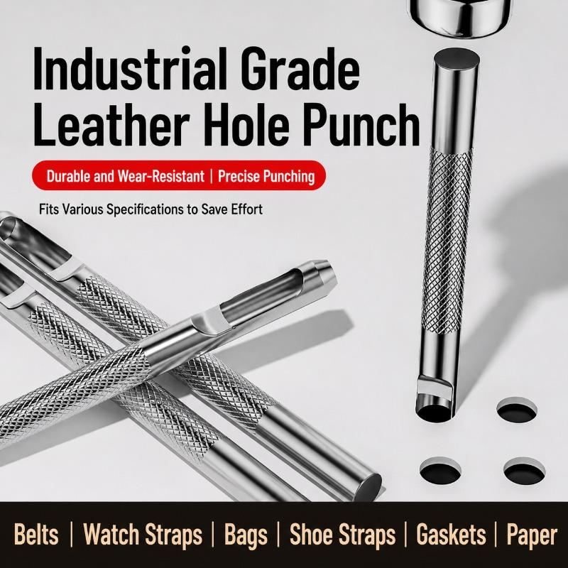 Round Leather Punch Hole Maker Multi Purpose Piercing Tool for Belt Strap Handbag Shoulder Band Watch Wristband Shoe Boot Solid