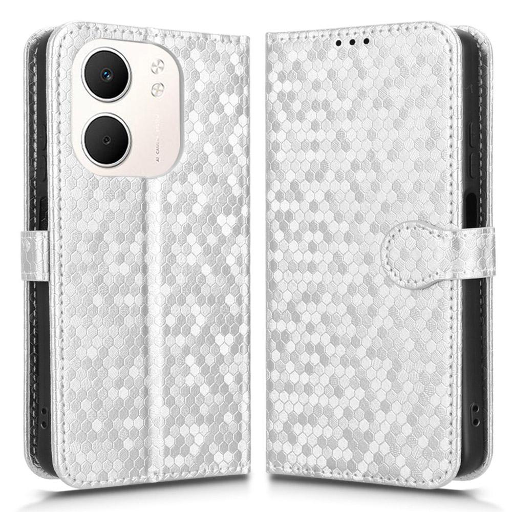 For Oppo A5x 5G/4G Wallet Case Dot Pattern Imprint PU Leather Phone Cover with Wrist Strap