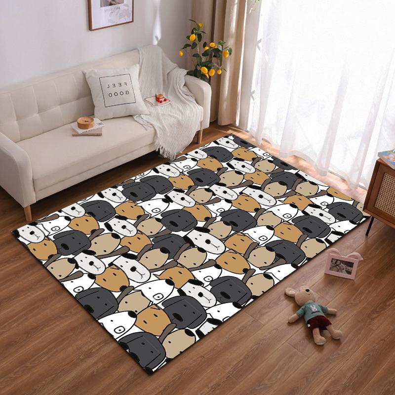 Cartoon Dog Pattern Rug Design. Non-slip rug suitable for living room and bedroom sofas.
