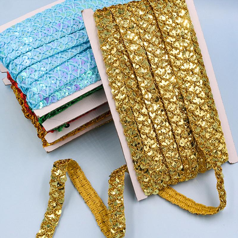 30 Meter Sequin Lace Trim 1.5cm Width Braided Band Decoration Ribbons DIY Cosplay Stage Costumes Hat Clothing Sewing Accessories
