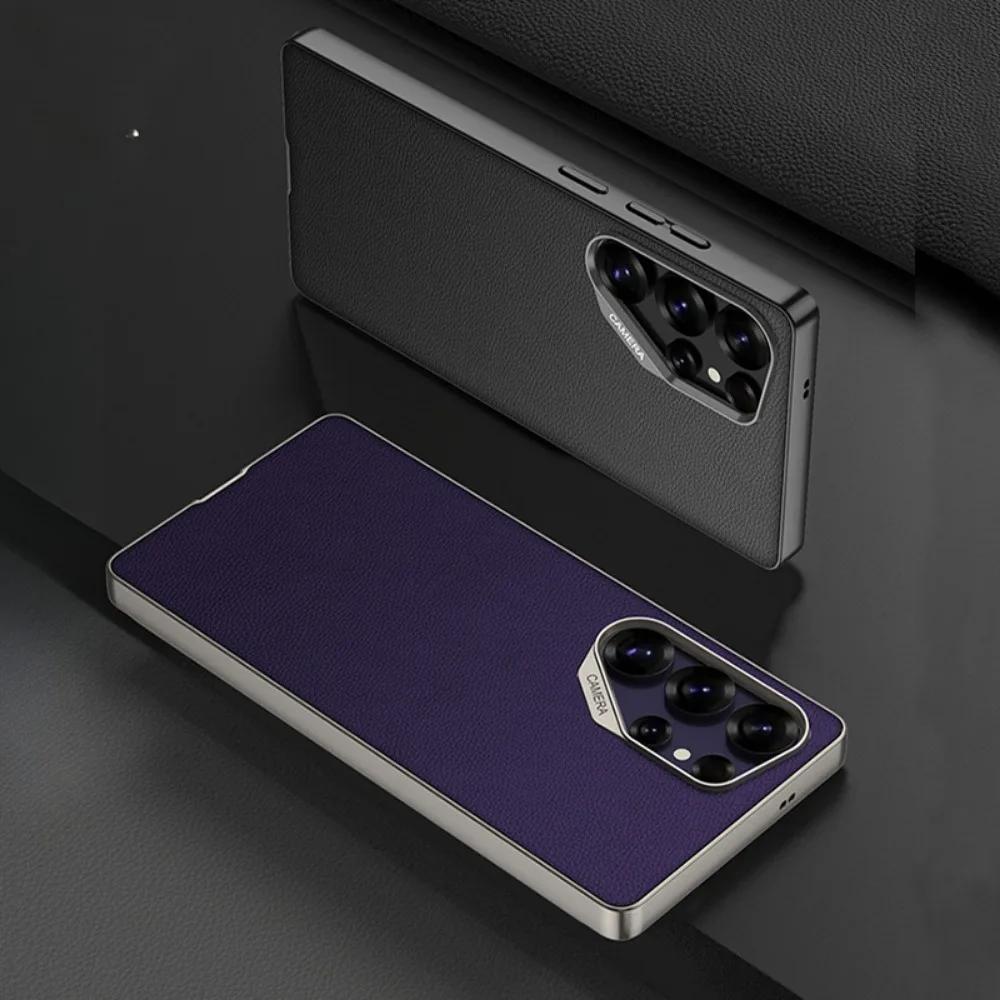 For Galaxy S25 Ultra Shockproof Hard Shell Leather Phone Case for Samsung Galaxy S25 S24 S23 Ultra Protective Cover