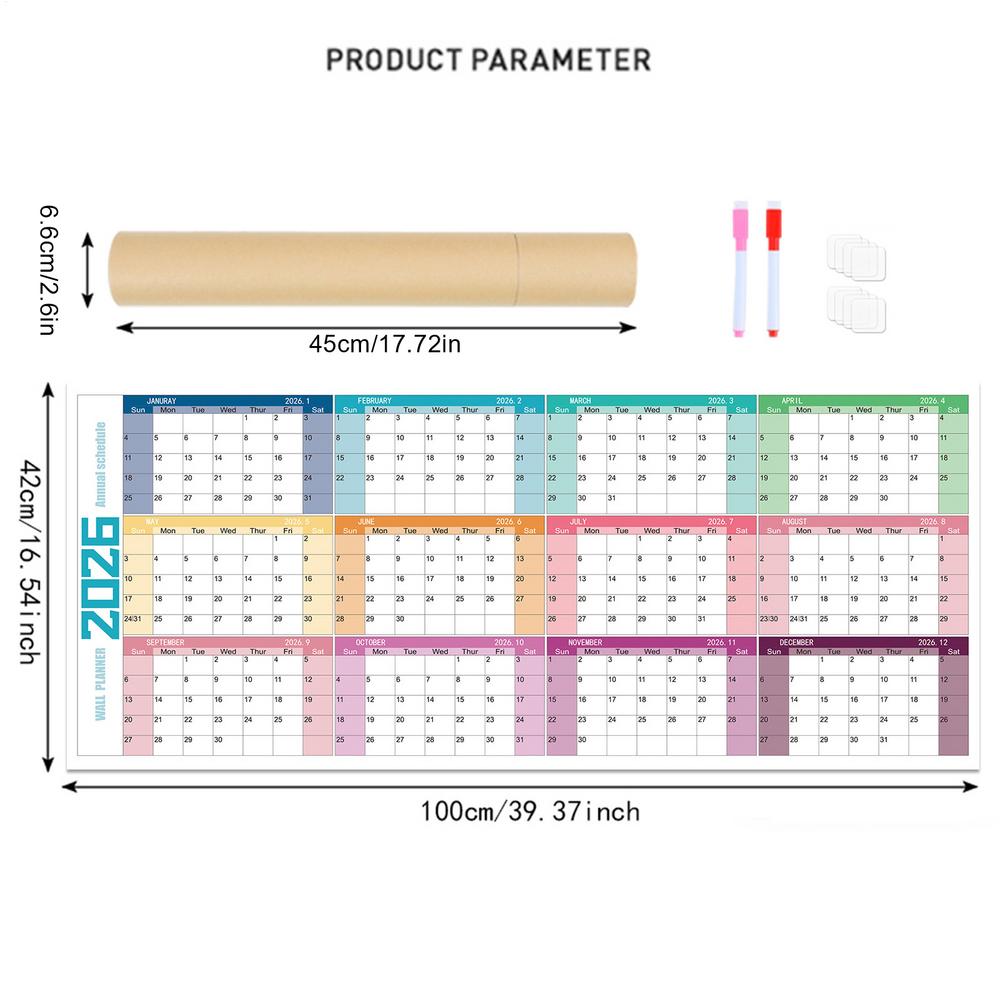2026 Wall Calendar 12 Month 2026 Calendars Dry Erase Wall Planner Agenda Planner Thick Paper 12 Month for Rome Decor Family