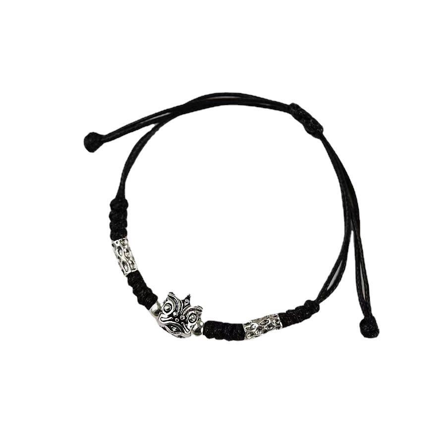 Charming Lion Dance Bracelet: Retro Unisex Adjustable Handwoven Lucky Charm.