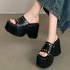 Fashion 2025 Summer Design Rivet Platform Women's Shoes Square Toe Women Slippers Shoes for Women Fashion Thick Bottom Heels Party Shoes