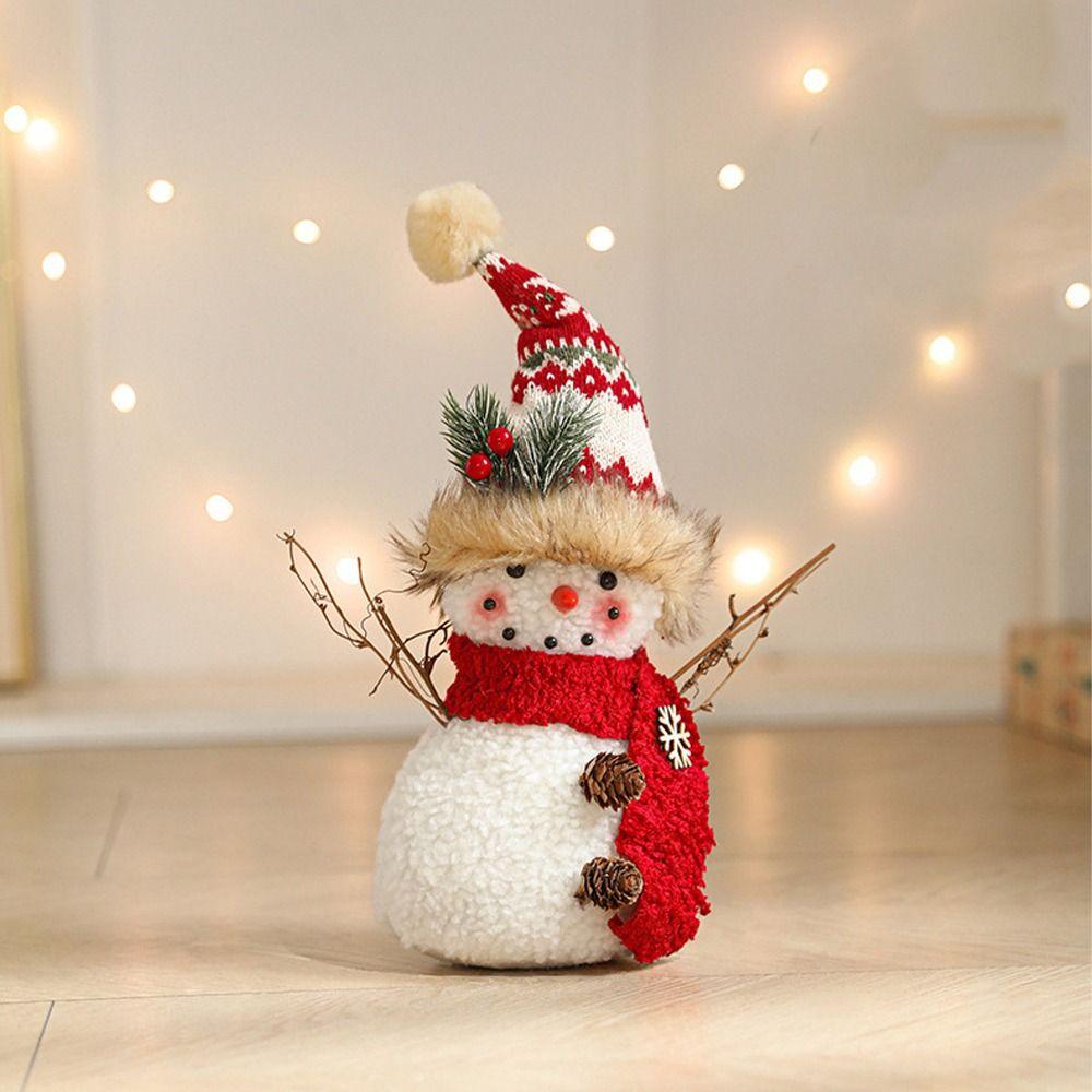 Cartoon Long Legs Snowman Ornaments Cute Plush Snowman Doll Toy Home Xmas Decoration