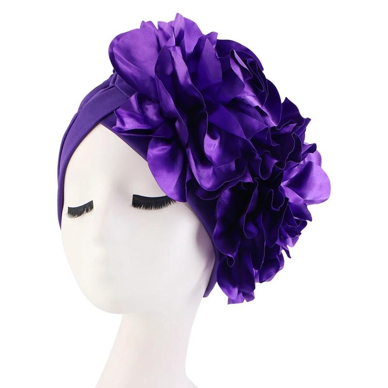 New Woman Muslim Hijab Caps with Big Flower Turban Bonnet Islamic Wrap Head Inner Cap for Hijabs Trendy Headdress 2025 New
