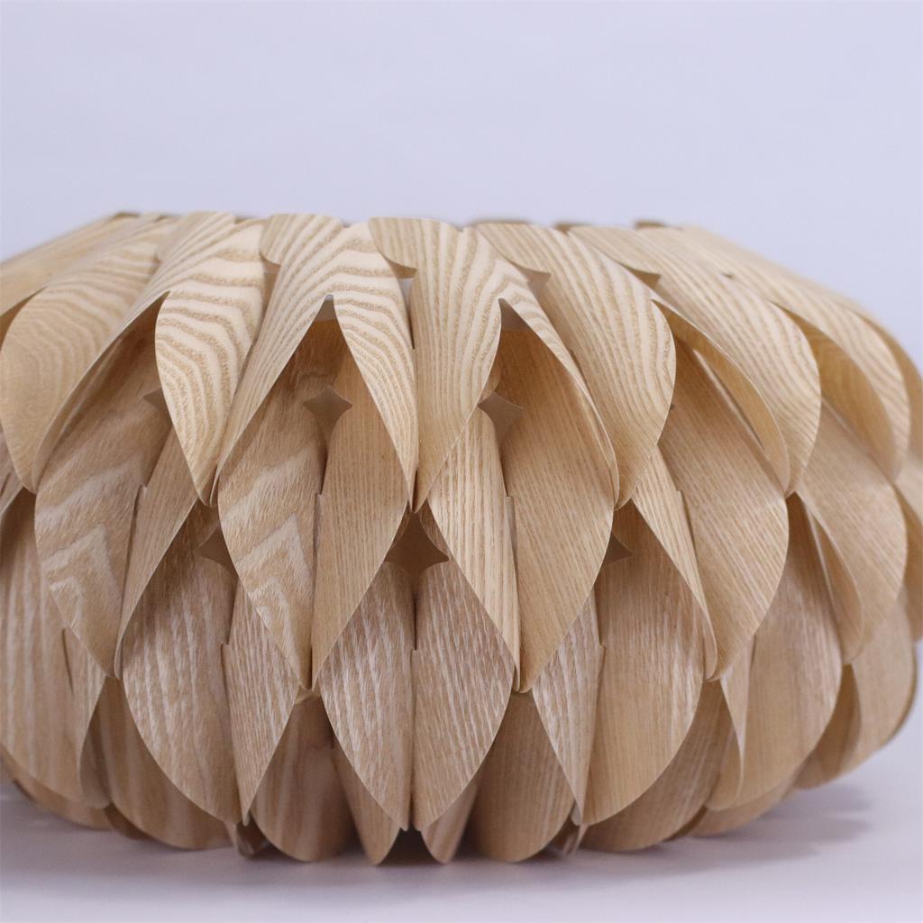 40CM Handmade Bloom Lampshade Rosewood Wood Lamp Shade for E27 Pendant Light Fixtures Rustic Light Lamp Covers for Living Room