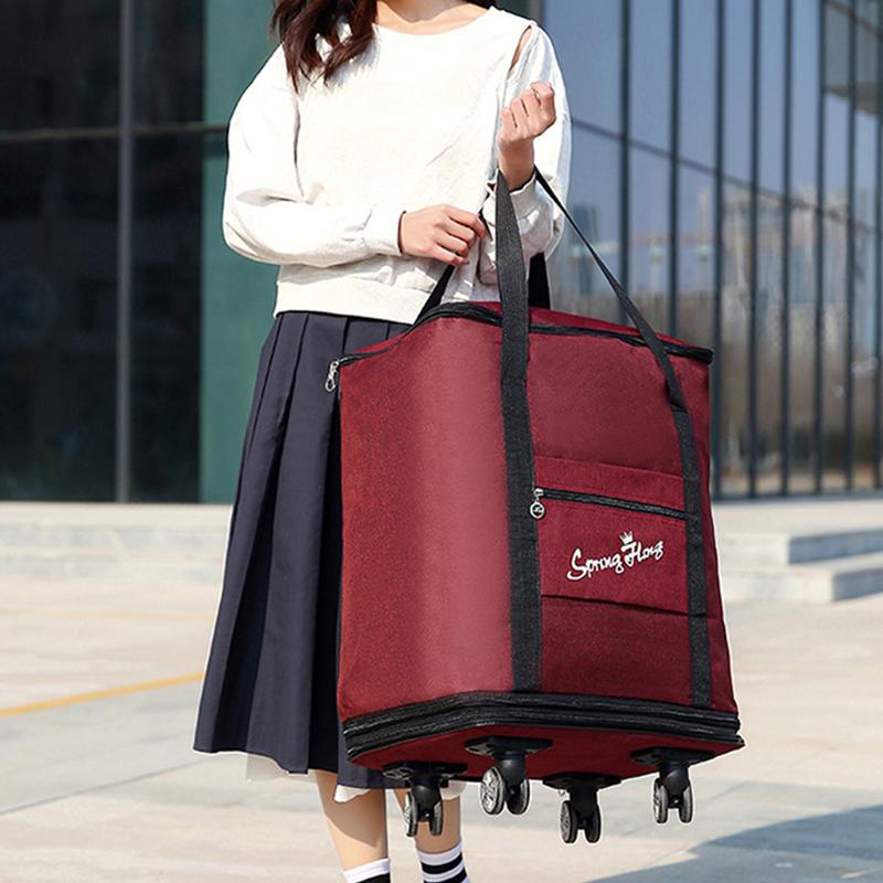 Universal Wheel Luggage Bag Can Carry a Travel Bag with Large capacity and Double-layer Expansion Storage Folding Hand Luggage Bag