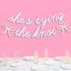 xo, Fetti She's Tying the Knot Banner - Iridescent Foil | 4.5 Ft. | Bow Bachelorette Decorations, Engagement Party Sign, Proposal Background, Bach