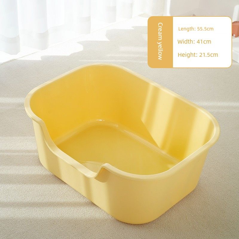 

Большой лоток для кошек, туалет для кошек, защита от брызг с песком, полузакрытый, открытый лоток для кошачьего кала, товары для котят и домашних животных Milk yellow 55.5*41*21.5cm