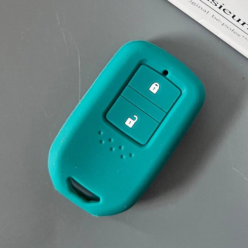 2 Button Silicone Car Key Cover Case Holder Silicone Remote Key Case For Honda Vezel Civic CRV HRV Fit Freed Smart Key Cover зелёный