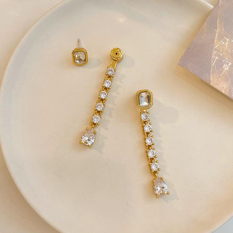 Retro European & American Zircon Long Earrings | Silver Needle 925 | Exaggerated, Simple, High-End Temperament for Women