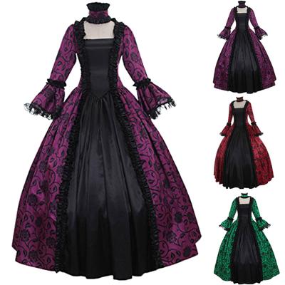 Lady Retro Large Swing Tight Waist Medieval Maxi Dress Cosplay Halloween Costume