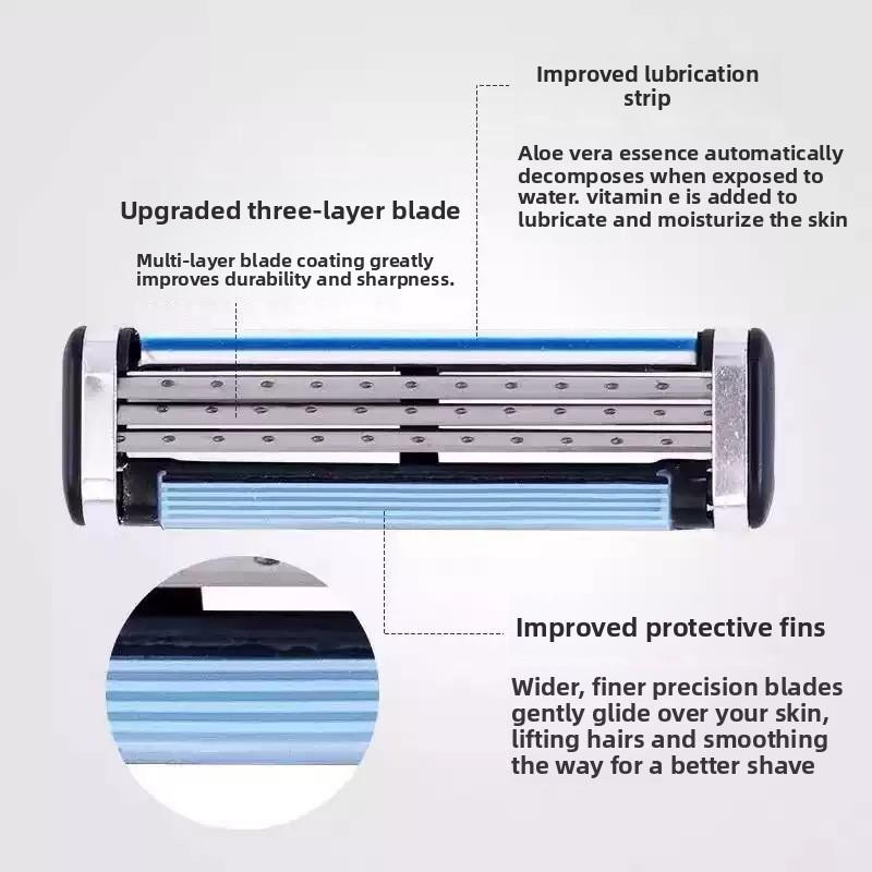 For Gillette Mach 3 Three Layer Ultra Thin Blade Shaver Replacement Head For Close Shaving Experience