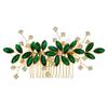 Hair Jewelry Wedding Bridal Hair Comb Handmade Headdress Green Crystal Alloy Hedwear for Festival Wedding Party Head Decor