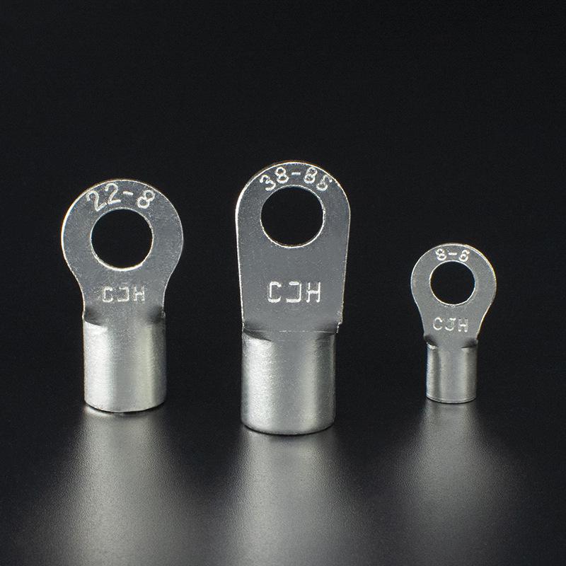 CJH RNB5.5-8/10/12 Red Copper Terminals, 0.9mm Thick, 1000 Pcs, Cold Press Round Bare Copper Lug