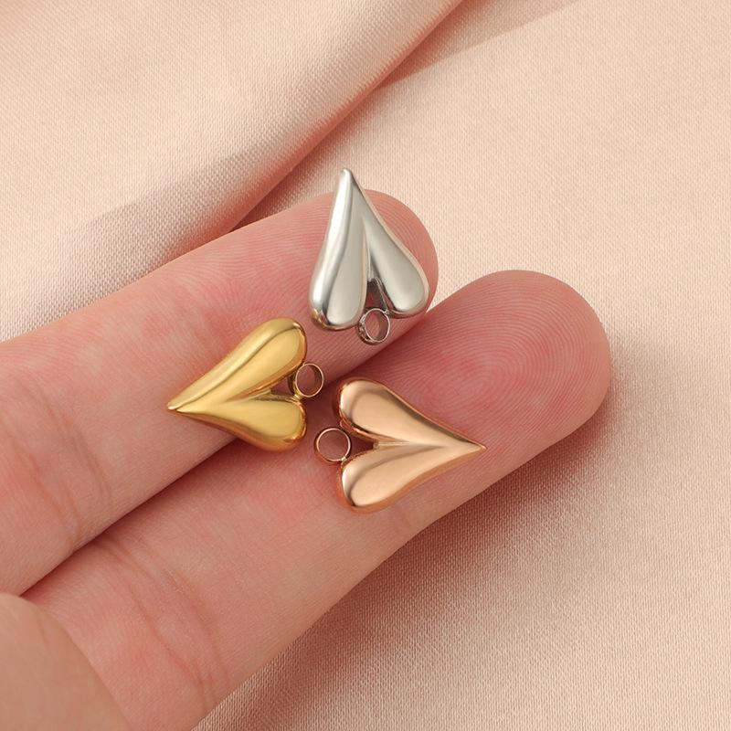 Trendy Stainless Steel Peach Heart Pendant Jewelry Accessory