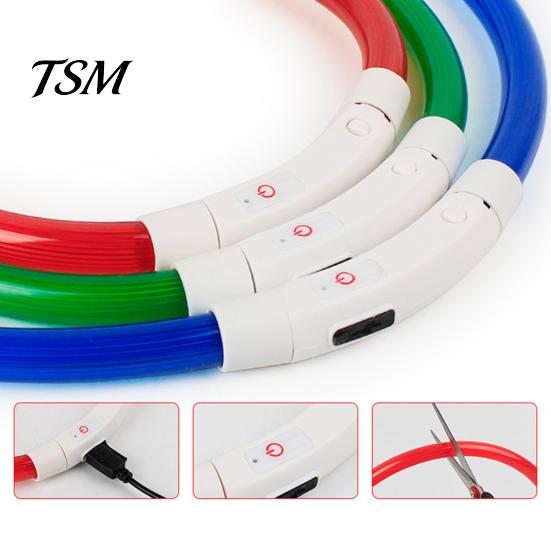 LED Dog Collar Rechargeable Luminous USB Charging Necklace Puppy Light Up for Outdoor Pet