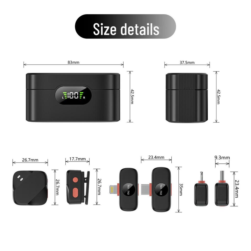 S70 Wireless Lavalier Microphone with Dual Receivers for Android & Apple - Ideal for Live Recording & Vlogging.