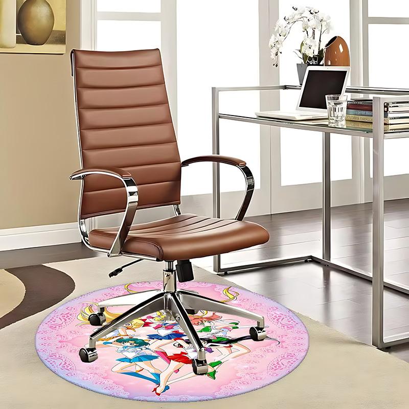 

1pc Sailor Moon Anime Cartoon Design Round Carpet Office Chair Mat, NonSlip Rug for Home Decor, Living Room, Bedroom 80cm