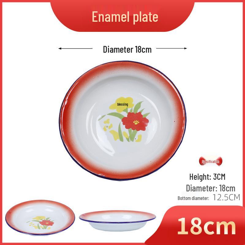 Retro-Emaille-Teller: Nostalgische Street Food Hot Pot und Mala Tang Beilagenteller