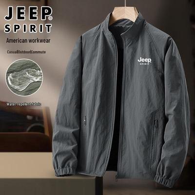 JEEP SPIRIT Men's Autumn Winter Casual Water-Resistant Windproof Stand Collar Jacket