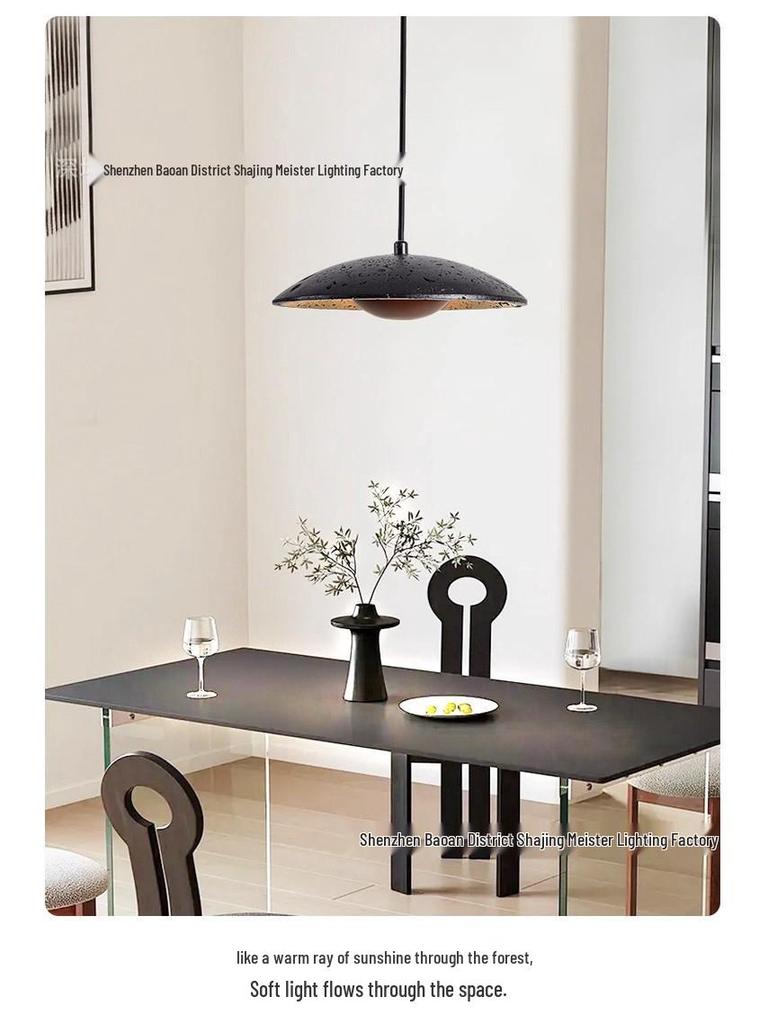 Mid-century Wabi-sabi Travertine Pendant Light for Dining & Bedrooms