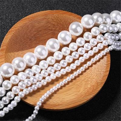 4-14mm 5-100 sztuk Faux Pearl Okrągłe Koraliki DIY Do Tworzenia Biżuterii