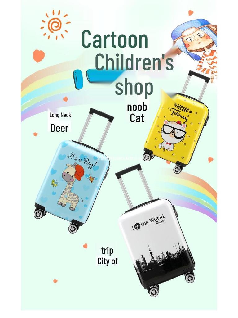 20-Inch Kids' Cartoon Trolley Case: Universal Wheels, Password Lock, Cute Carry-On for Boys and Girls