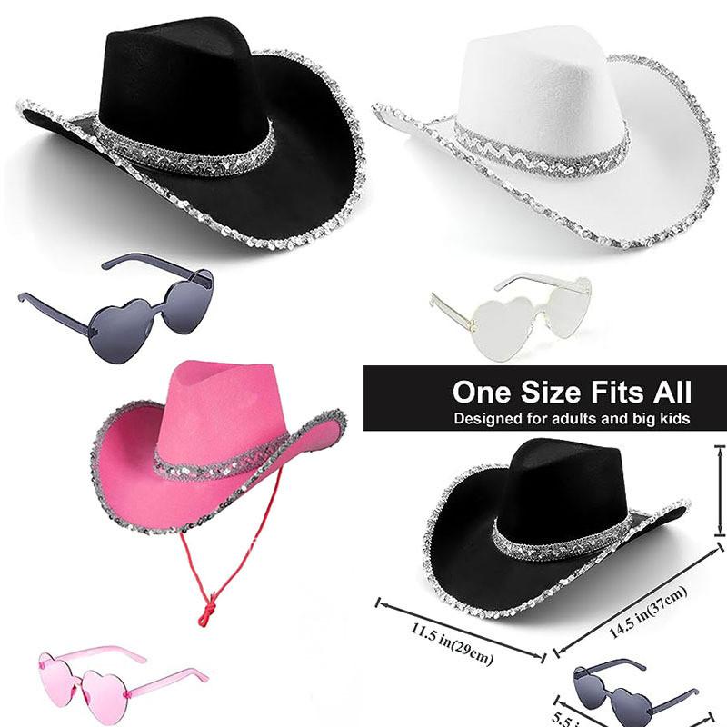 Makeup Costume Prop Set With Cowgirl Cowboy Hat Glasses And Bandana For Party Costumes